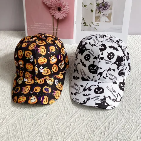 Berretto da Baseball di Halloween Regolabile Hip Hop Zucca Fantasma Pipistrello Stampa per Uomo Donna Festival Festa Copricapo