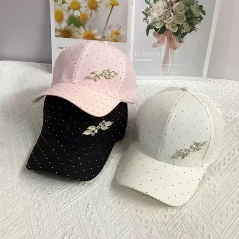 Luxus Strass Blatt Baseballkappe Damen Handgefertigt Glitzer Sonnenschutz Schirmmütze Mode Lässig Verstellbare Kappe