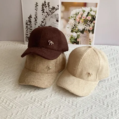 Berretto da Baseball in Pelliccia di Visone Sintetica da Donna Con Fiocco di Künstliche Perle e Strass Cappello alla Moda Regolabile