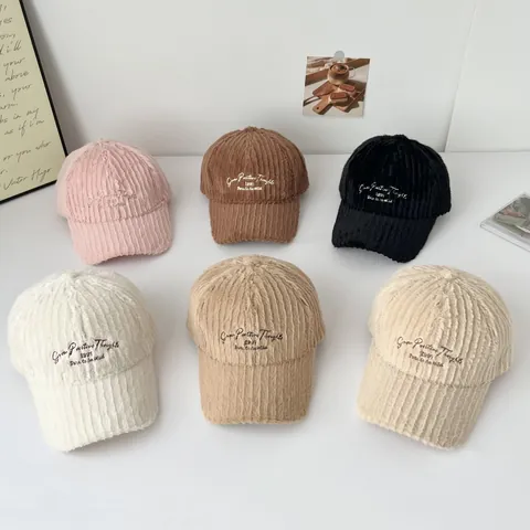 Damen Winter Plüsch Baseballkappe Buchstaben Stickerei Warm Kunstpelz Verstellbar Outdoor Casual Mode Hut