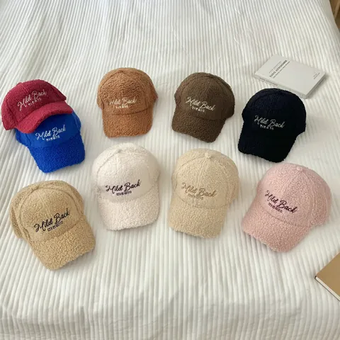 Women's Winter Lamb Wool Baseball Cap Mild Back WINTER Embroidered Warm Fleece Adjustable Duckbill Cap Outdoor Casual Hat