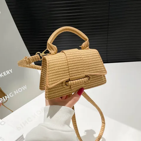 Borsa a Mano da Donna in Pelle PU a Clessidra Trama Intrecciata Borsa Quadrata Piccola Borsa a Tracolla Versatile Quotidiana