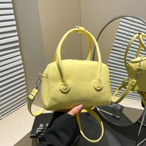Borsa Bowling Minimalista in Pelle PU per Donna Trama Litchi Versatile Borsa a Tracolla Pendolare Con Manico Superiore