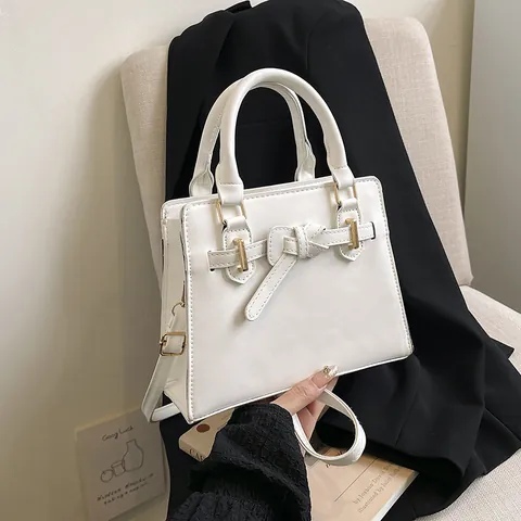 Damen Elegante PU Leder Handtasche Mit Schleife Dekor Gold Hardware Schulter Umhängetasche Für Casual Office Alltag