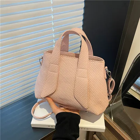 Sac Cabas en Cuir PU Mode Femme Élégant Texture Diagonale Sac à Main Grande Capacité Sac Bandoulière pour Trajet Quotidien