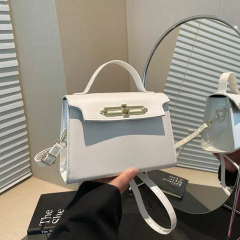 Vintage PU Leder Kleine Quadratische Handtasche Für Damen Minimalistische Umhängetasche Mit Metallschloss Elegante Büro-Umhängetasche
