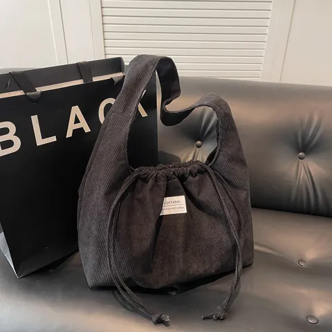 Damen Casual Cord Tragetasche Große Kapazität Kordelzug Umhängetasche Vintage Hobo Handtasche Für Tägliches Einkaufen Pendeln