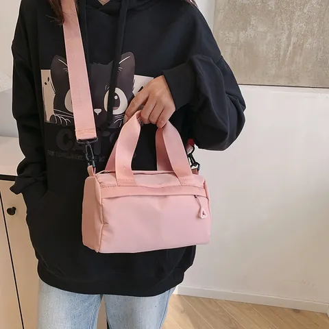 Bolso de Bandolera de Nailon para Mujer Moda Bolso de Hombro Ligero Simple Bolso de Mano Cuadrado Pequeño Casual Color Sólido