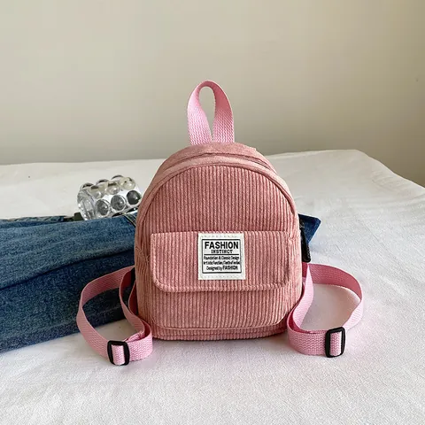 Mini Zaino in Velluto a Coste Donna Piccolo Zainetto Casual da Viaggio Scuola Tinta Unita Moda Borsa a Tracolla per Spesa Quotidiana