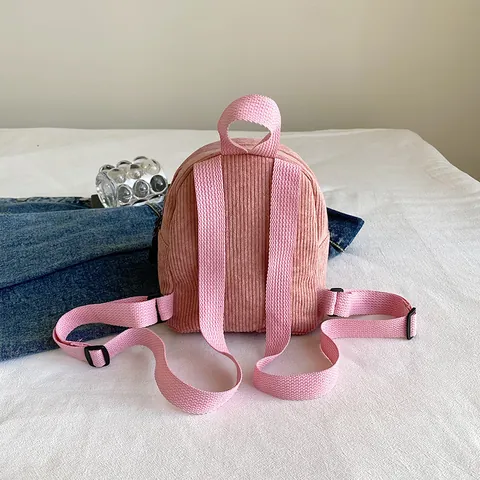 Mini Zaino in Velluto a Coste Donna Piccolo Zainetto Casual da Viaggio Scuola Tinta Unita Moda Borsa a Tracolla per Spesa Quotidiana