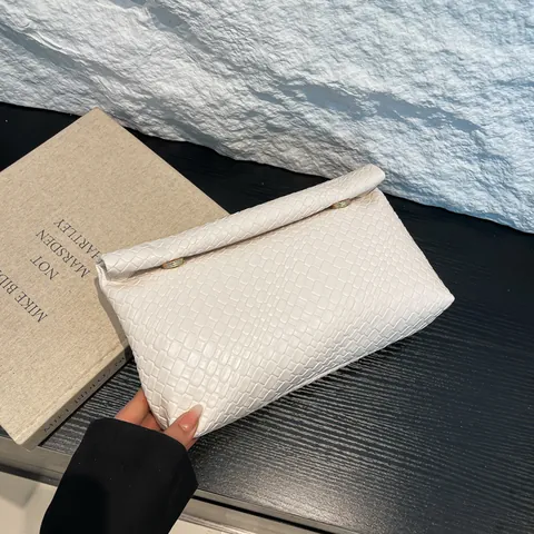 Women's Fashion Woven PU Leather Clutch Bag Minimalist Envelope Handbag Solid Color Versatile Party Office Square Hand Bag