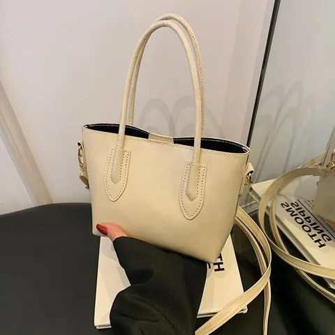 Sac Fourre-tout Femme en Cuir PU Texture Rétro Grande Capacité Minimaliste Décontracté Sac à Bandoulière Main Haute Qualité