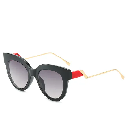 Damen Mode Übergroße Katzenaugen Sonnenbrille Verlauf AC Linse Goldfarbene Z-förmige Metallbügel UV400 Brille Für Den Alltag