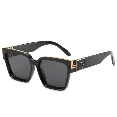 Vintage Oversize Quadratische Sonnenbrille Für Damen Herren UV400 Schutz PC Rahmen Metalldekoration Mode Brillen