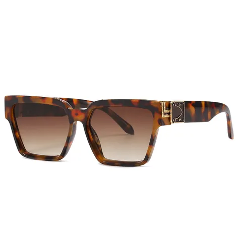Vintage Oversize Quadratische Sonnenbrille Für Damen Herren UV400 Schutz PC Rahmen Metalldekoration Mode Brillen