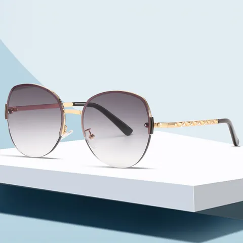 Fashion Women Rimless Butterfly Sunglasses Metal Frame UV400 Gradient Lens Trendy Street Style Sun Glasses For Outdoor Party