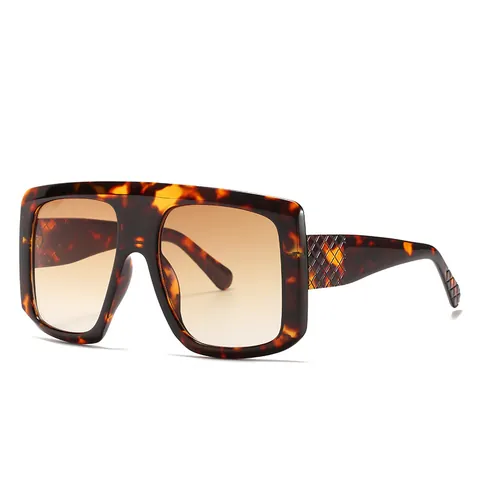 Occhiali da Sole Quadrati Oversize per Donna UV400 Montatura in PC Lenti AC Moda Occhiali da Sole Retro con Aste a Trama Intrecciata