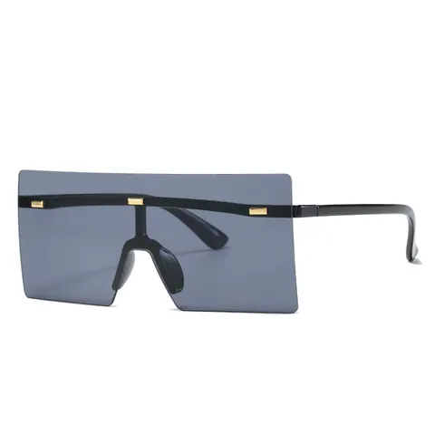Occhiali da Sole Shield Quadrati Oversize per Donna Uomo Moda Senza Montatura Protezione UV400 Lente AC Borchie