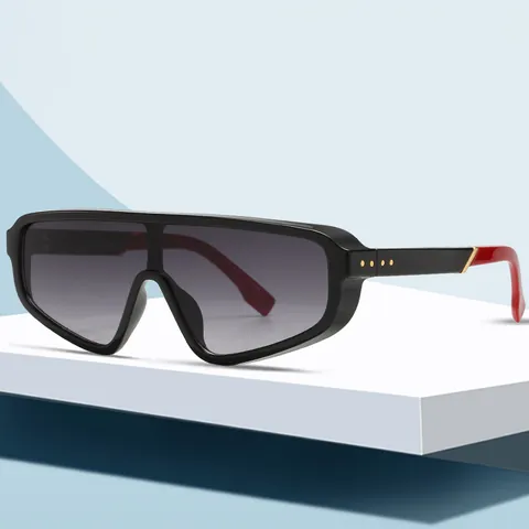 Große Shield Sonnenbrille Einteilig Fashion Y2K Verspiegelt UV400 Schutz PC Rahmen Flat Top Goggles Herren Damen