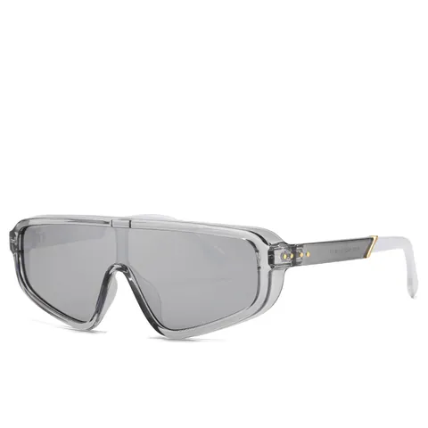 Große Shield Sonnenbrille Einteilig Fashion Y2K Verspiegelt UV400 Schutz PC Rahmen Flat Top Goggles Herren Damen