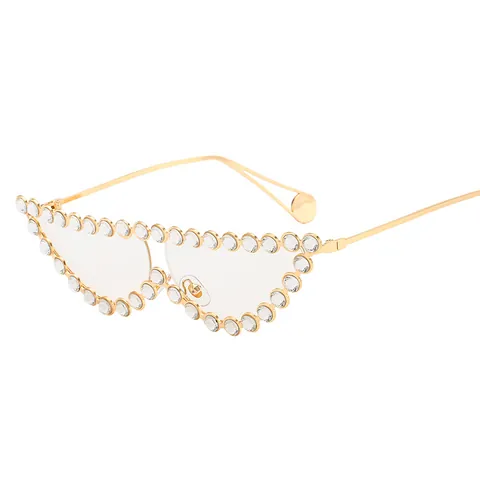 Women's Fashion Cat Eye Sunglasses Luxurious Rhinestone Metal Frame UV400 Protection Trendy Sunshade Eyewear For Party Outdoor