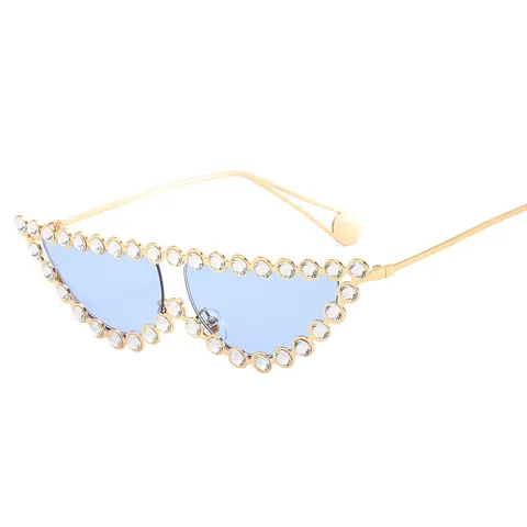 Women's Fashion Cat Eye Sunglasses Luxurious Rhinestone Metal Frame UV400 Protection Trendy Sunshade Eyewear For Party Outdoor