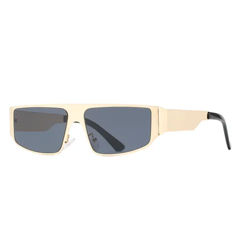 Moderne Schild-Sonnenbrille Für Herren Damen Metallrahmen UV400 Quadratische Einstückige Linse Mode Streetwear Outdoor Sport Fahrbrille