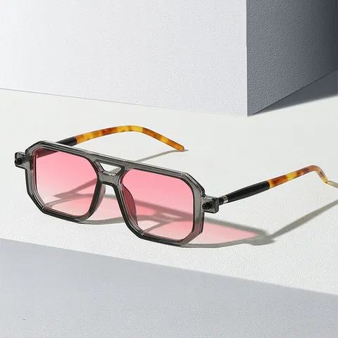 Occhiali da Sole Retrò a Montatura Quadrata Geometrica Per Unisex Doppio Ponte Montatura in PC Protezione UV400 Outdoor Viaggio Moda Occhiali Versatili