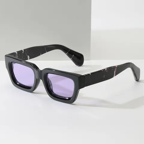 Gafas de Sol Cuadradas Retro Vintage para Mujeres Hombres Moda UV400 Patilla Ancha Montura de PC Lente AC Tendencias