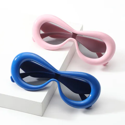 Occhiali da Sole Fashion Oversize Bubble Donna Uomo Y2K Retro Future Style Montatura Spessa UV400 Oval Trendy Eyewear