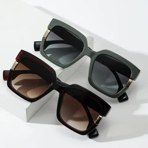 Übergroße Quadratische Sonnenbrille Für Damen Herren Vintage Retro PC Rahmen AC Linse UV400 Metallscharnier Mode Brillen Sonnenschutz