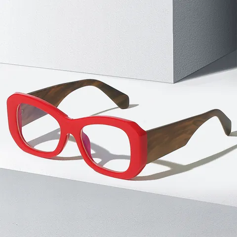 Retro Oval Thick Frame Anti Blue Light Glasses Fashion PC Eyewear Frame For Men Women AC Lens Vintage Decorative Spectacles