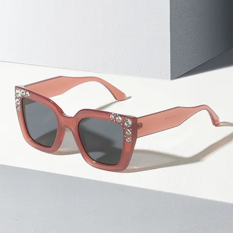 Vintage Oversized Vierkante Cat Eye Zonnebril Voor Dames Met Strass Accenten UV400 Mode Zonnebril Luxe Brillen