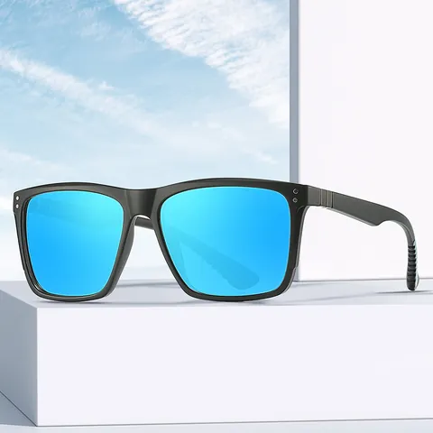 Men Polarized Square Sunglasses TR90 Matte Frame UV400 Outdoor Cycling Driving Fashion Mirror Lens Sunglasses