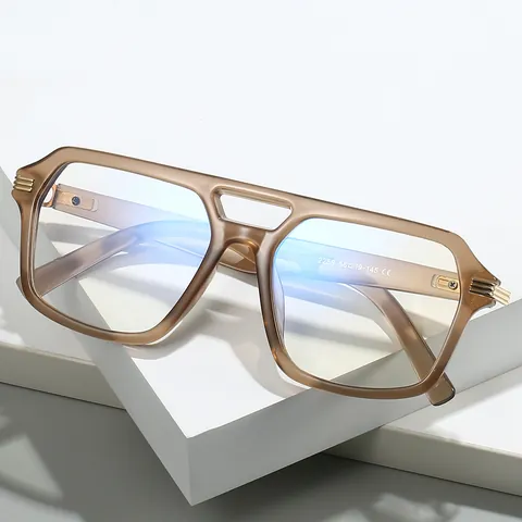 Occhiali Quadrati Retrò Anti Luce Blu Montatura Doppio Ponte Moda Ottica Per Uomo Donna Lenti Trasparenti Occhiali Neutri