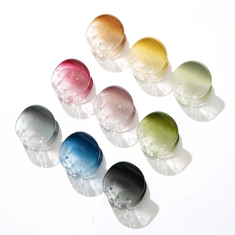 Pinza per Capelli Rotonda Sfumata in Stile Coreano in Acrilico Verniciata a Spruzzo Piccola Molletta Color Caramella per Donna Ragazza Bambini