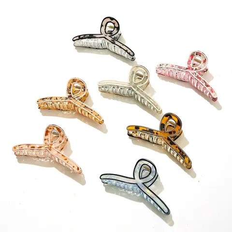 Pinza para el Pelo Grande de Acetato para Mujer Estampado de Leopardo Mármol Geométrico Hueco Clip de Tiburón Accesorio para el Cabello