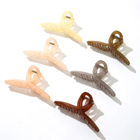 Pinza per Capelli in Acrilico Minimalista per Donna Grande Molletta a Squalo in Resina Accessori per Capelli Colore Gelatina