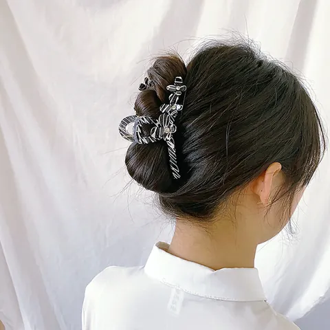 Zebramuster Celluloseacetat Große Haarklammer Mit Strass Blume Eleganter Acryl Haarschmuck Für Damen