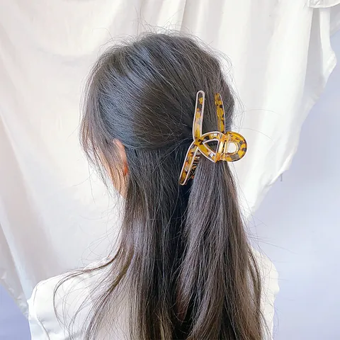 Pinza para el Pelo Grande de Acetato para Mujer Estampado de Leopardo Mármol Geométrico Hueco Clip de Tiburón Accesorio para el Cabello