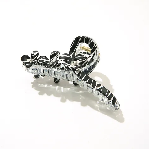 Zebramuster Celluloseacetat Große Haarklammer Mit Strass Blume Eleganter Acryl Haarschmuck Für Damen