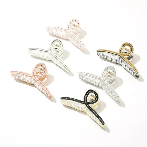 Elegant Acetate Rhinestone Hair Claw Clip For Women Large Transparent Hair Catch Barrette Korean Style Hair Accessories For Party Daily