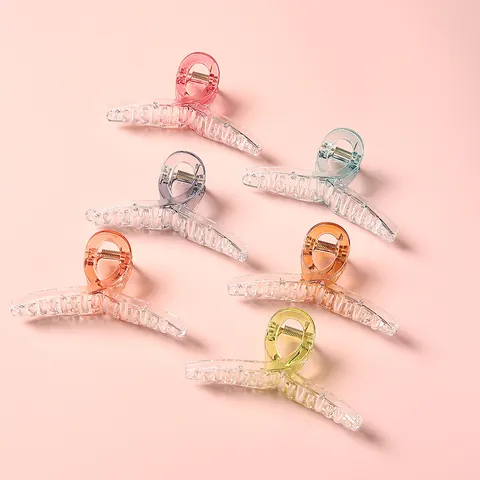Dames Grote Haarklem Transparant Acryl Candy Kleur Haaienclip Elegant Antislip Haarstyling Accessoire Cadeau