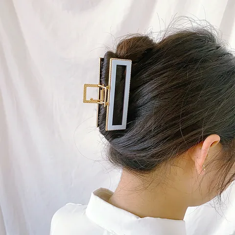 Eleganter Geometrischer Legierung Haarklammer Mit Essigsäure-Platte Rechteckiger Metall Haifisch-Clip Für Damen Haarstyling-Zubehör