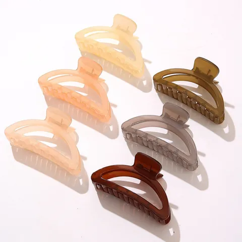 Pinza per Capelli da Donna in Acrilico Color Gelatina Grande Minimalista Geometrica Traforata Barrettes per Acconciature Quotidiane