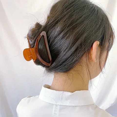 Pinza per Capelli da Donna in Acrilico Color Gelatina Grande Minimalista Geometrica Traforata Barrettes per Acconciature Quotidiane