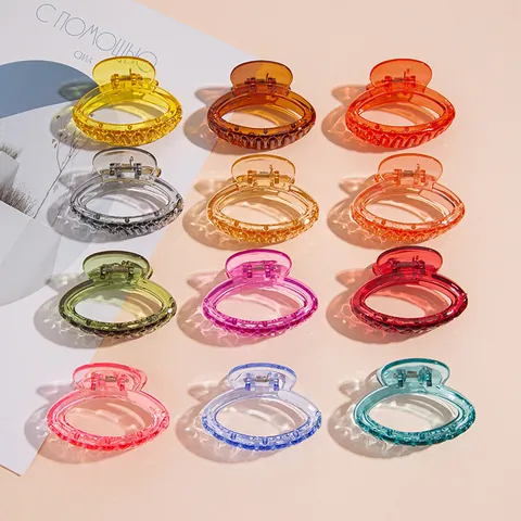 Donna Ragazze Dolci Colori Caramella Acrilico Mollette per Capelli Svuotato Ovale Geometrico Fermagli Traslucidi Accessori Capelli