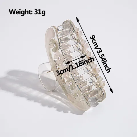 Acrylic Flower Hair Claw Clip Elegant Rhinestone Floral Hair Catch Mother Of Artificial Pearl Luster Hair Accessories For Women Jewelry