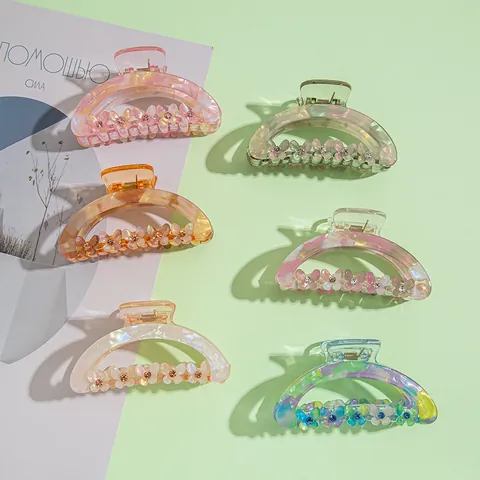 Pinces à Cheveux Papillon pour Femmes Strass Acrylique Semi-Circulaire Accessoires pour Cheveux