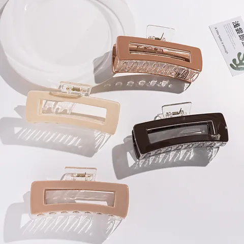Molletta Per Capelli Grande Rettangolare Vuota In Acrilico Artiglio Semplice Minimalista Stile Coreano Accessorio Per Capelli Donna